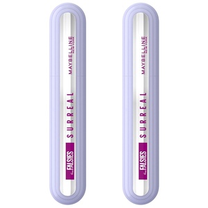 Maybelline New York Mascara mit Falsche Wimpern Effekt, Mit Hybrid Faser Techologie und verlängernder Helix Bürste, The Falsies Surreal Mascara, Schwarz, 10 ml(10 ml (2er Pack))