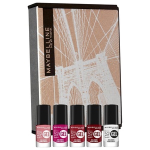 Maybelline New York Nagellack-Set mit Gel-Effekt für farbintensive Nägel, Fast Gel „Pink Impact“, 01 Clear Top Coat + 05 Twisted Tulip + 10 Fuchsia Ecstacy + 11 Red Punch + 12 Rebel Red
