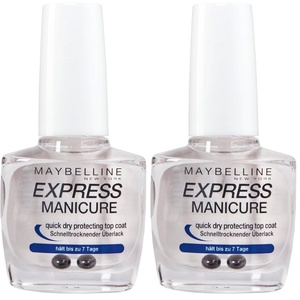 Maybelline New York Nagelpflege, Express Manicure Schnelltrocknender Überlack, Transparent(10 ml (2er Pack))