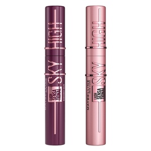 Maybelline New York Schwarze Wimperntusche für extrem lange Wimpern, Lash Sensational Sky High Mascara, Very Black + Lash Sensational Sky High Mascara, Burgundy Haze