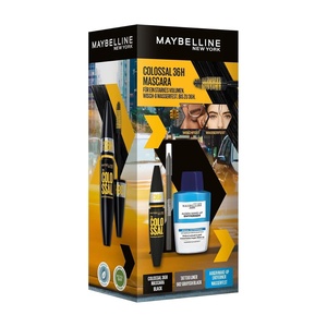 Maybelline New York The Colossal Set: Colossal 36H Black Mascara, Tattoo Liner Gel Pencil Grayish Black, Augen Make-Up Entferner Waterproof, 3-teilig