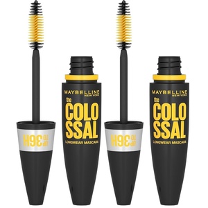 Maybelline New York Wasserfeste Mascara für Volumen, Langanhaltende, schwarze Wimperntusche, The Colossal 36H, Nr. 1 Very Black, 1 x 10 ml(10 ml (2er Pack))