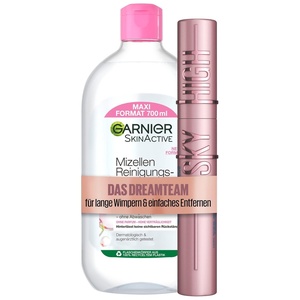 Maybelline New York Wasserfeste, schwarze Wimperntusche für lange Wimpern, Lash Sensational Sky High Mascara, 6 ml + Garnier Mizellen Reinigungswasser, schonendes Abschminken, 700 ml
